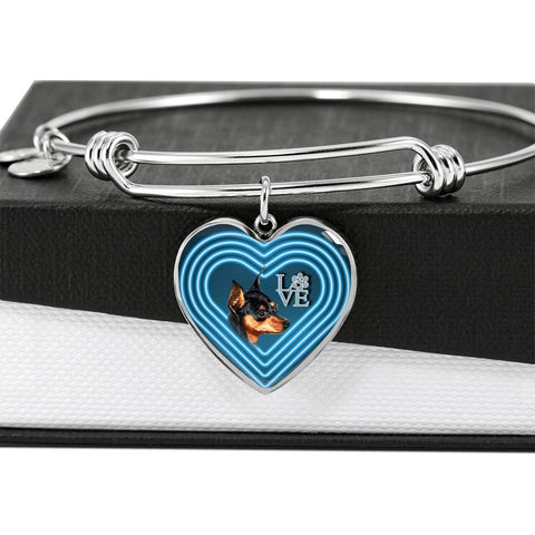 Miniature Pinscher Dog Print Heart Pendant Bangle