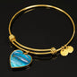 Slender Danios Fish Print Luxury Heart Charm Bangle