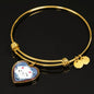Cute Cat In Denim Print Heart Pendant Bangle