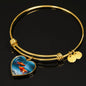 Fantail Fish Print Heart Pendant Luxury Bangle
