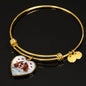 Irish Red and White Setter Print Luxury Heart Charm Bangle