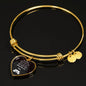 Cute Cat Print Heart Pendant Luxury Bangle