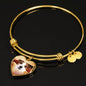 Cute Jack Russell Terrier Print Luxury Heart Charm Bangle