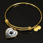 Paw Print Luxury Heart Charm Bangle