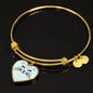 Cute Cat Face Print Heart Pendant Bangle
