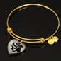 Rottweiler Dog Black&White Art Print Heart Pendant Bangle