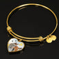 Cute Norwegian Lundehund Print Luxury Heart Charm Bangle
