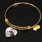 Thoroughbred Horse Print Luxury Heart Charm Bangle