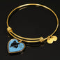 Papillon Dog On Denim Print Heart Pendant Bangle