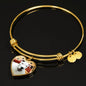Dogo Argentino Print Luxury Heart Charm Bangle