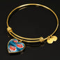 Siamese Fighting Fish Print Heart Pendant Luxury Bangle
