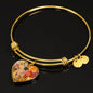Cute Bullmastiff Print Luxury Heart Charm Bangle