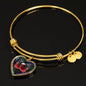Gun And Skull Print Heart Pendant Bangle