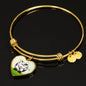 Cute Cow With Butterfly Print Heart Pendant Bangle