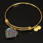 Colorful Paws Print Heart Pendant Bangle