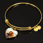 Golden Retriever Print Luxury Heart Charm Bangle