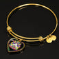 Colorful Cat Print Heart Pendant Bangle