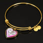 Cute Painted Cat Print Heart Pendant Bangle