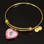 Cute Kitten Print Heart Pendant Bangle
