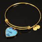 Fish Print Luxury Heart Charm Bangle