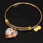 Pharaoh Hound Print Luxury Heart Charm Bangle