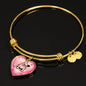 Cute French Bulldog Print Heart Pendant Bangle