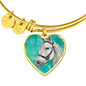 Andalusian Horse Watercolor Art Print Heart Pendant Bangle
