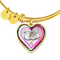 Cute Painted Cat Print Heart Pendant Bangle