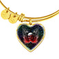 Gun And Skull Print Heart Pendant Bangle