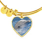 Cute Dolphin Print Heart Pendant Luxury Bangle