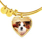 Cute Jack Russell Terrier Print Luxury Heart Charm Bangle