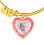 Cute Kitten Print Heart Pendant Bangle