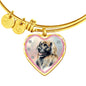 Leonberger Dog Art Print Heart Pendant Bangle