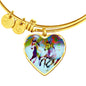 American Quarter Horse Print Heart Pendant Luxury Bangle