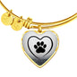 Paw Print Luxury Heart Charm Bangle
