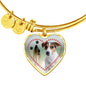Jack Russell Terrier Print Luxury Heart Charm Bangle