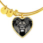 Lion Grey Art Print Heart Pendant Bangle