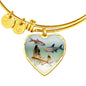 Glowlight Tetra Fish Print Heart Pendant Luxury Bangle