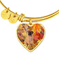 Cute Bullmastiff Print Luxury Heart Charm Bangle