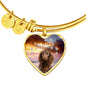 American Water Spaniel Print Luxury Heart Charm Bangle