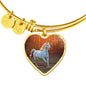 Lovely Thoroughbred Horse Print Luxury Heart Charm Bangle