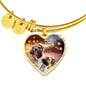 English Mastiff Print Luxury Heart Charm Bangle