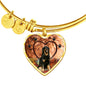 Cute Hovawart Dog Print Luxury Heart Charm Bangle