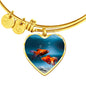 Fantail Fish Print Heart Pendant Luxury Bangle