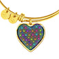Colorful Paws Print Heart Pendant Bangle