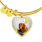 Cute Golden Retriever Print Luxury Heart Charm Bangle