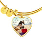 Lovely Horse Print Luxury Heart Charm Bangle