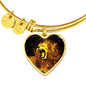Roaring Lion Art Print Heart Pendant Bangle