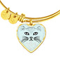 Cute Cat Face Print Heart Pendant Bangle