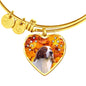 Cute Irish Red and White Setter Print Luxury Heart Charm Bangle